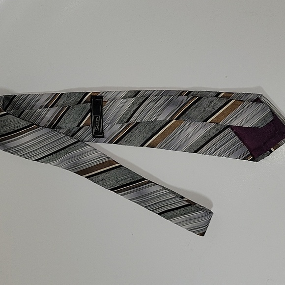 Men's Sears Striped Gray and Brown 55" Long 3" Wide Tie - Picture 3 of 6